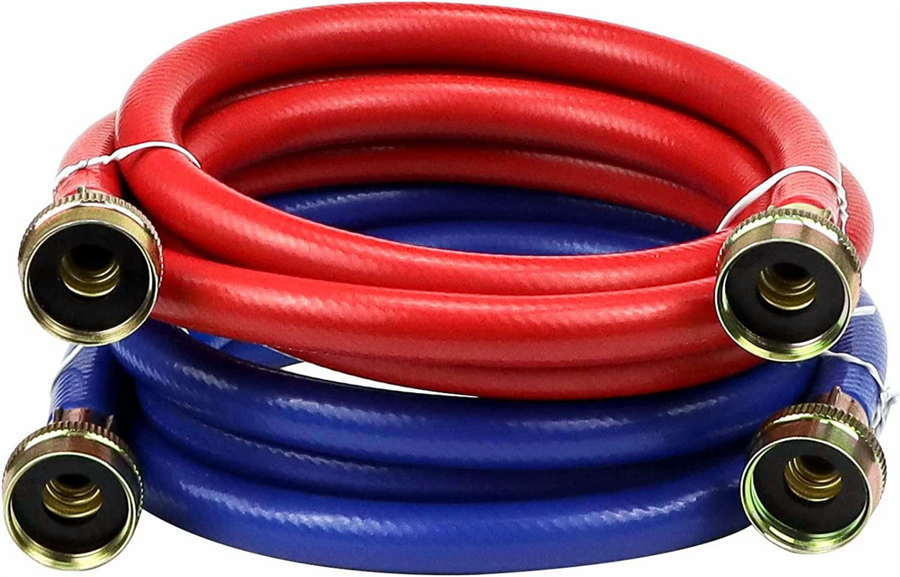 2 PACK 6FT Rubber Washing Machine Hoses Burst Proof Washer Water Hoses for Hot and Cold Water 3/4" Connection Water Supply Lines for ALL WASHERS by Fetechmate - 10 YEAR WARRANTY