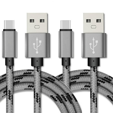2-PACK 6FT USB Type C Cable, Fast Charger, TTECH USB-A to USB-C Charging Cord, Nylon Braided, Compatible with Samsung Galaxy S23, S22, S21, S20, S10, S9, Note20 10 9, Universal USB-C Charger, Gray