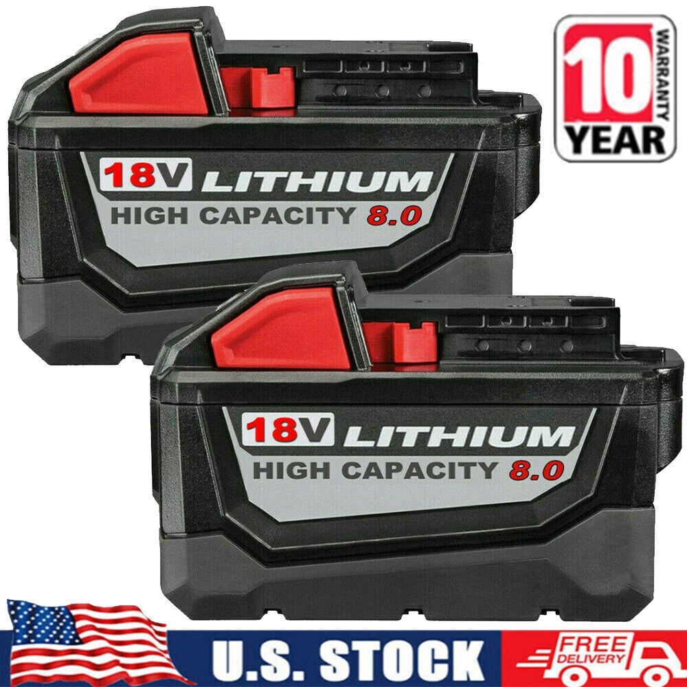 2-Pack Of 6.0Ah High-Capacity Replacement Batteries For Milwaukee M18 18V Cordless Tools