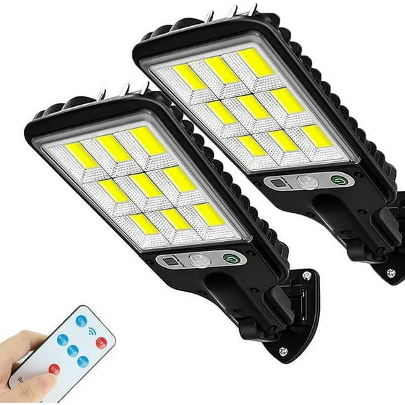 2-PACK 990000LM LED Solar Street Light Commercial Dusk To Dawn Outdoor Road Wall Lamp