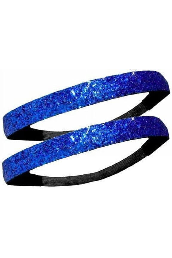 2 PACK - Activewear Apparel Glitter Headbands Multiple Colors Available (2 - Royal Blue)