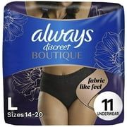 (2 PACK) Always Discreet Boutique Incontinence and Postpartum Underwear for Women, Maximum Protection, L, Black, 11 Count