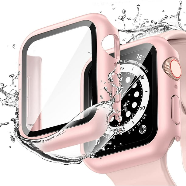 2 PACK for Apple Watch Screen Protector Case Waterproof PC Full Cover Built in Tempered Glass Film iWatch Bumper for Apple Watch Series 7