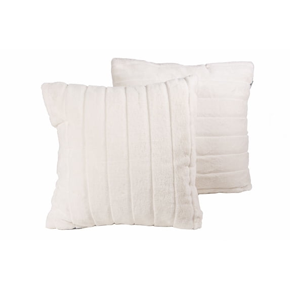2-PACK BELTON FAUX FUR PILLOW 18" X 18" - FAUX MINK SIGNATURE OFF-WHITE