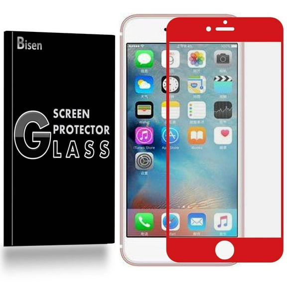 [2-PACK BISEN] Tempered Glass [Full Coverage] Screen Protector For iPhone 6 (4.7") [Red]