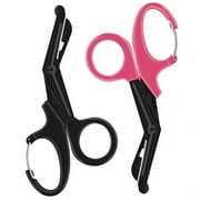 2 PACK Bandage Scissors - Trauma Shears for Nurses, 7.5 Fluoride Coated Non-stick Blades Stainless Steel Nursing scissors for Doctor, Nurses, Nursing Students  Pink and Black