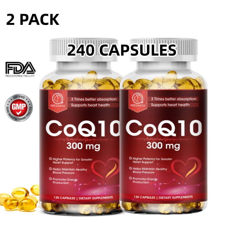 Bbeeaauu (2 Pack) 300mg CoQ10 Ubiquinone Supplement, High Absorption