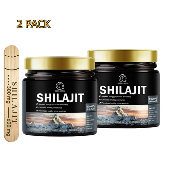 (2 Pack)Bbeeaauu Shilajit Pure Himalayan Organic Resin - 600mg Natural Organic Shilajit Resin Fulvic Acid for Energy, Immune Support