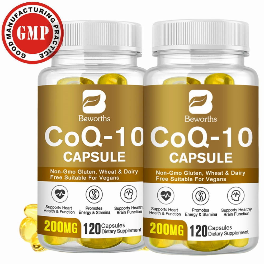 (2 PACK) Beworths CoQ10 Capsules 200mg | 240 Count | Non-GMO and Gluten Free Supplement | High Absorption