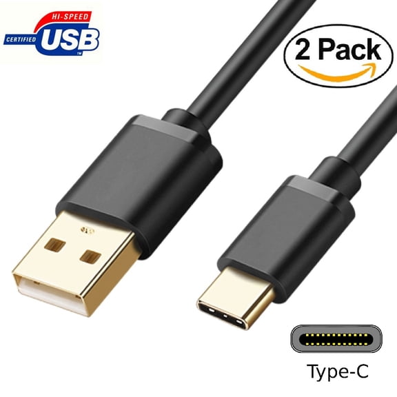 2-PACK Cable Builders USB C Cable USB 2.0 Type C Fast Charging 5V/3A, 2M (6.6FT) x 2 Cables