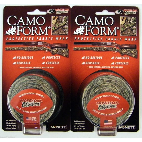 2-PACK Camo Form Mossy Oak Obsession Camouflage Gear Wrap Protective Cling Tape