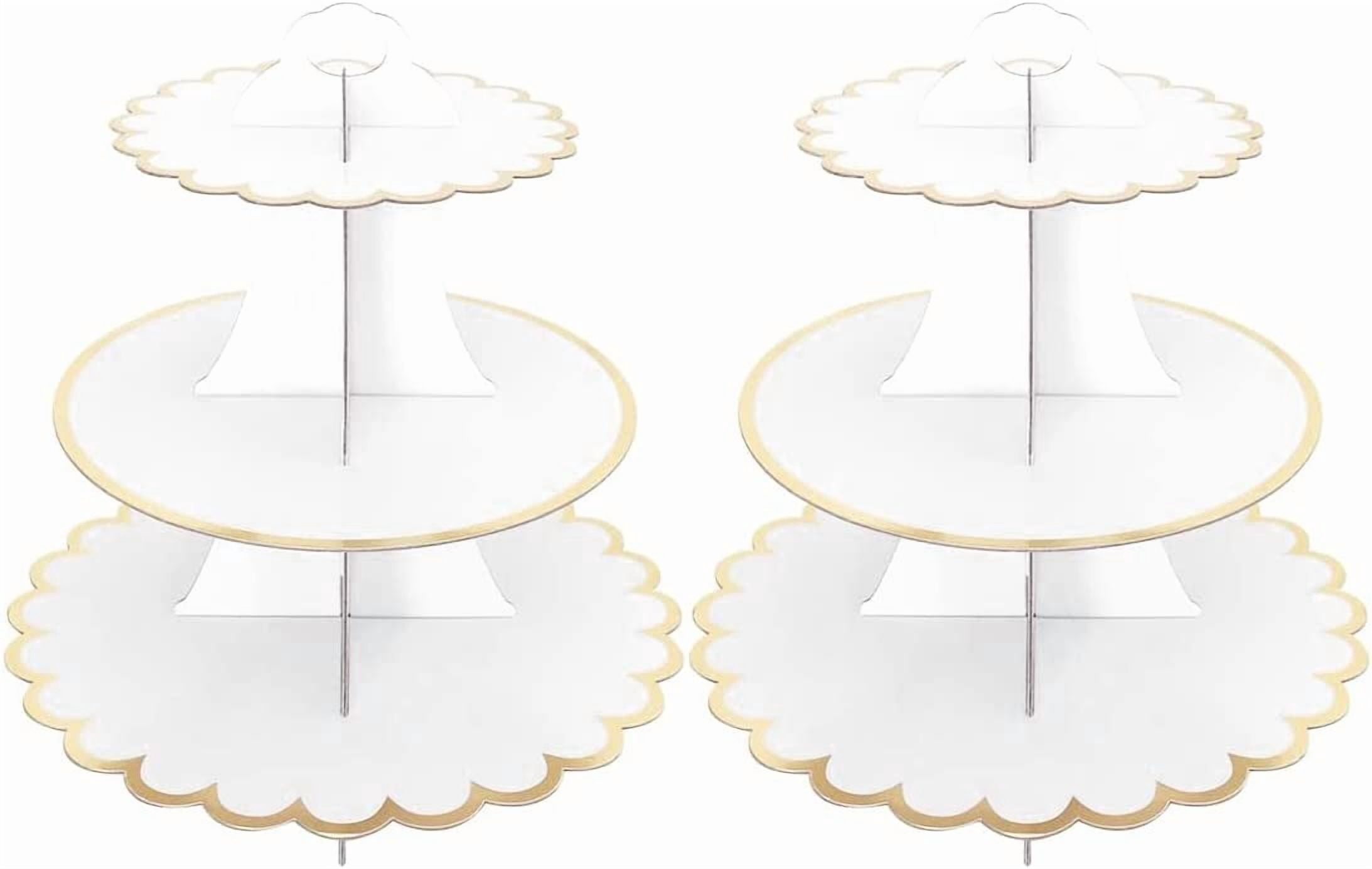 2 PACK Cardboard Cake Stand, 3 Tier Paper Dessert Round Cupcake Holder