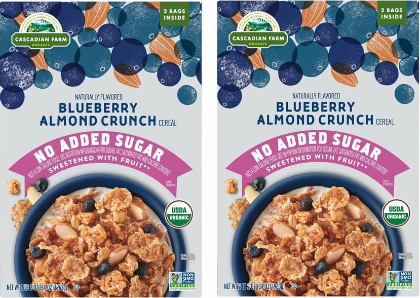2 BAG | Cascadian Farm Organic Blueberry Almond Crunch Breakfast Cereal, No Added Sugar,, 2 lbs 2 oz