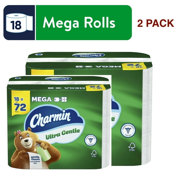 2 PACK, Charmin Ultra Gentle Toilet Paper,  36 Mega Rolls, 231 Sheets per Roll