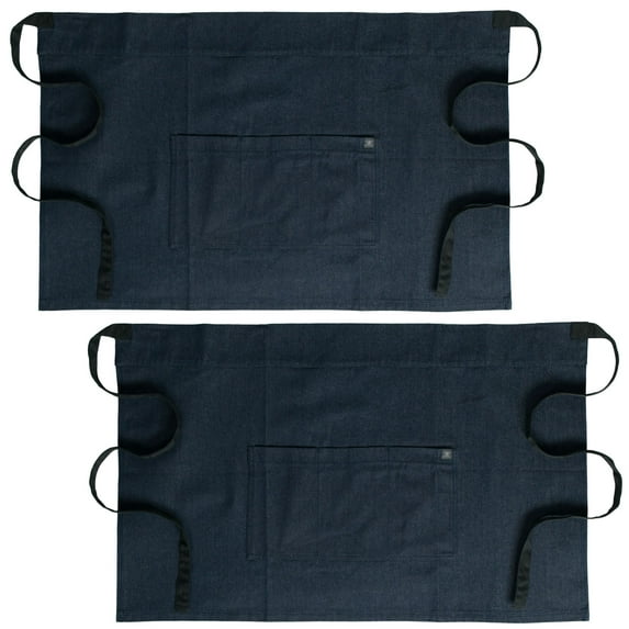 2-PACK Chef Code 24" Denim Waist Apron with Large 3-section Pocket