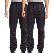 2-PACK Chef Code Baggy Chef Pants with Wide 2" Elastic Waist, Black, 3XL