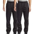 thumbnail image 1 of 2-PACK Chef Code Baggy Chef Pants with Wide 2" Elastic Waist, Black, L, 1 of 2