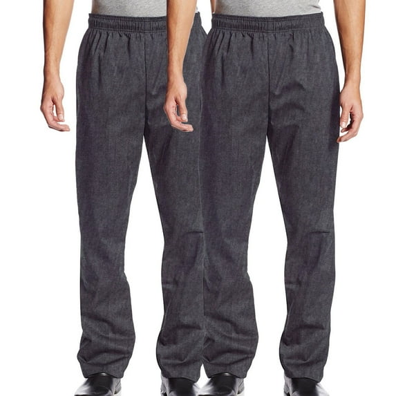 2-PACK Chef Code Baggy Chef Pants with Wide 2" Elastic Waist, Charcoal, 3XL