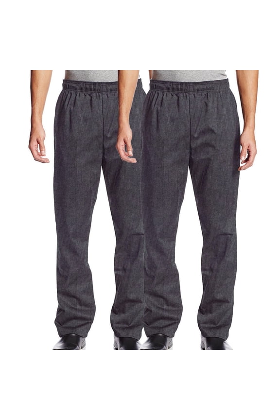 2-PACK Chef Code Baggy Chef Pants with Wide 2" Elastic Waist, Charcoal, XL