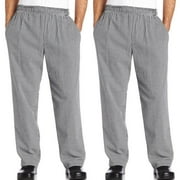 2-PACK Chef Code Baggy Chef Pants with Wide 2" Elastic Waist, houndstooth, M