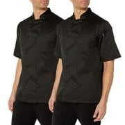 2-PACK Chef Code Basic Short Sleeve Chef Coat with Pearl Buttons, Chef Jacket CC124