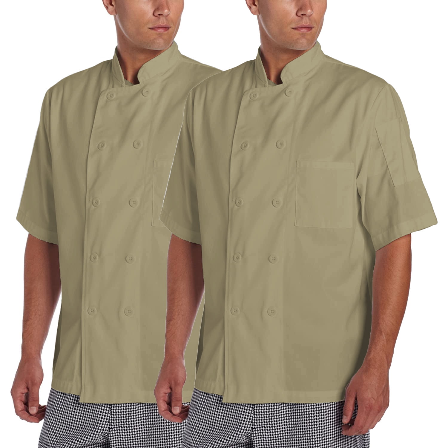 2PACK Chef Code Basic Short Sleeve Chef Coat with Pearl Buttons, Chef