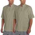 thumbnail image 1 of 2-PACK Chef Code Basic Short Sleeve Chef Coat with Pearl Buttons, Chef Jacket, Khaki, L, 1 of 2