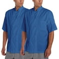 thumbnail image 1 of 2-PACK Chef Code Basic Short Sleeve Chef Coat with Pearl Buttons, Chef Jacket, Royal, XL, 1 of 2