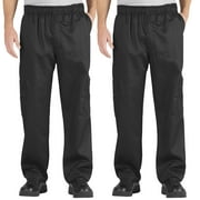 2-PACK Chef Code Chef Cargo Pants with Elastic Waist with Drawstring and Cargo Pockets, Black, M
