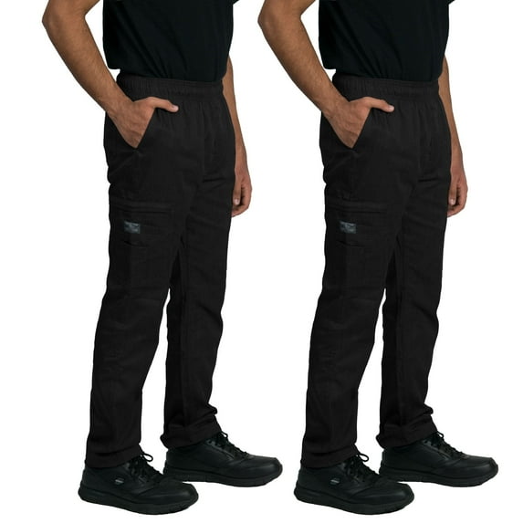 2-PACK Chef Code Chef Cargo Pants with Elastic Waist with Drawstring and Zipper Cargo Pockets