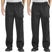 2-PACK Chef Code Chef Cargo Pants with Wide Elastic Waist and Drawstring, Zipper Fly