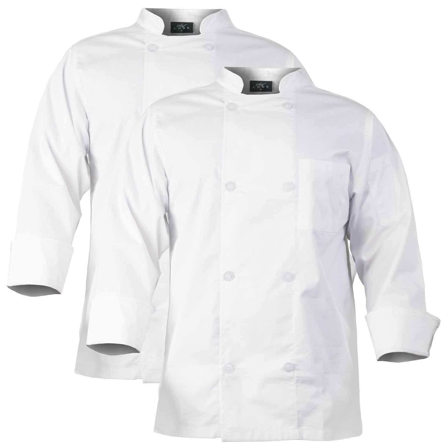 2-PACK Chef Code Chef Coat with 8 Pearl Buttons, Double Breasted Front ...