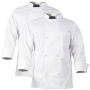 2-PACK Chef Code Chef Coat with 8 Pearl Buttons, Double Breasted Front