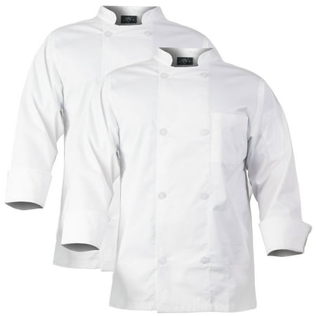 2-PACK Chef Code Chef Coat with 8 Pearl Buttons, Double Breasted Front