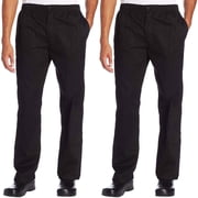 2-PACK Chef Code Classic Trouser Chef Pant - Elastic Waist with Button and Zipper, Black, XL