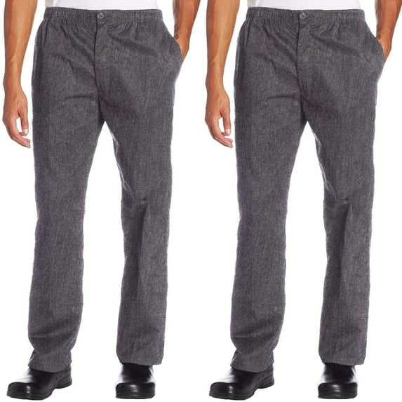 2-PACK Chef Code Classic Trouser Chef Pant - Elastic Waist with Button and Zipper, Charcoal, XS