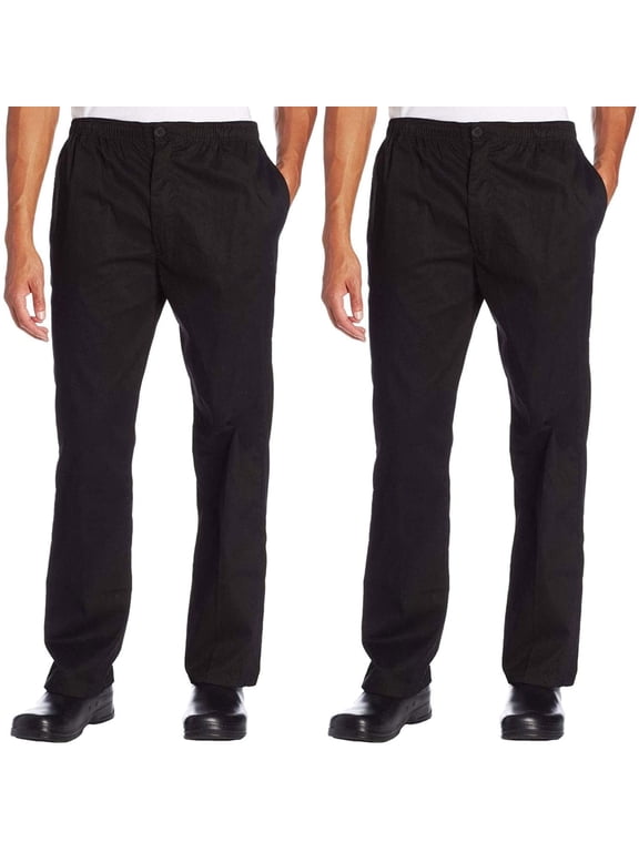 2-PACK Chef Code Classic Trouser Chef Pant - Elastic Waist with Button and Zipper