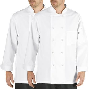 2-PACK Chef Code Cool Breeze Chef Coat with Long-Sleeves and Mesh Vent Inlay, White, XL