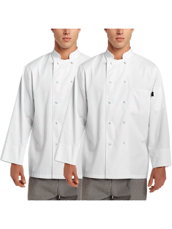 2-PACK Chef Code Francesco Classic Chef Coat with Cloth Knot Buttons