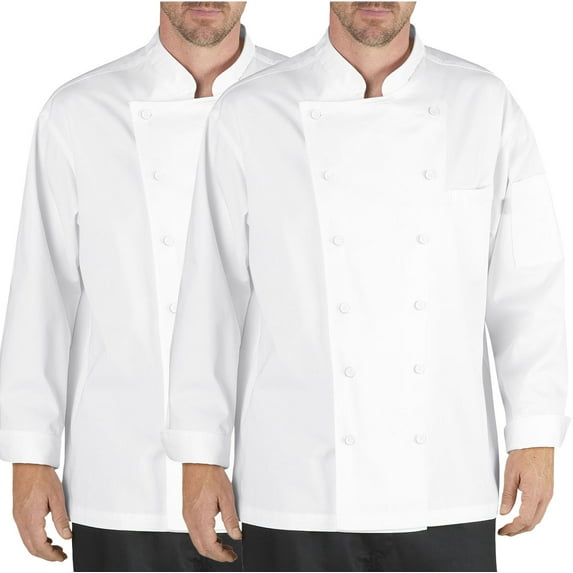 2-PACK Chef Code Lorenzo Executive Classic Chef Coat with Cloth Covered Buttons, White, XL