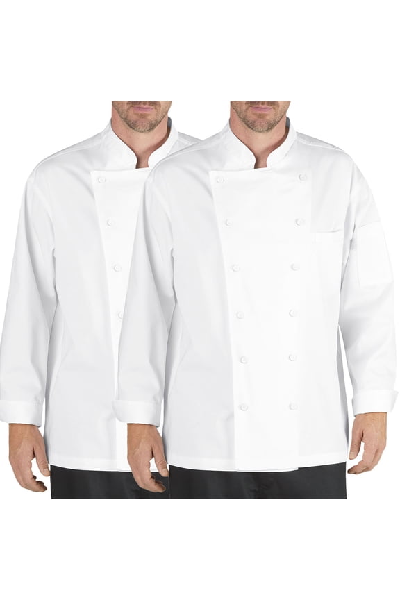 2-PACK Chef Code Lorenzo Executive Classic Chef Coat with Cloth Covered Buttons, White, XS