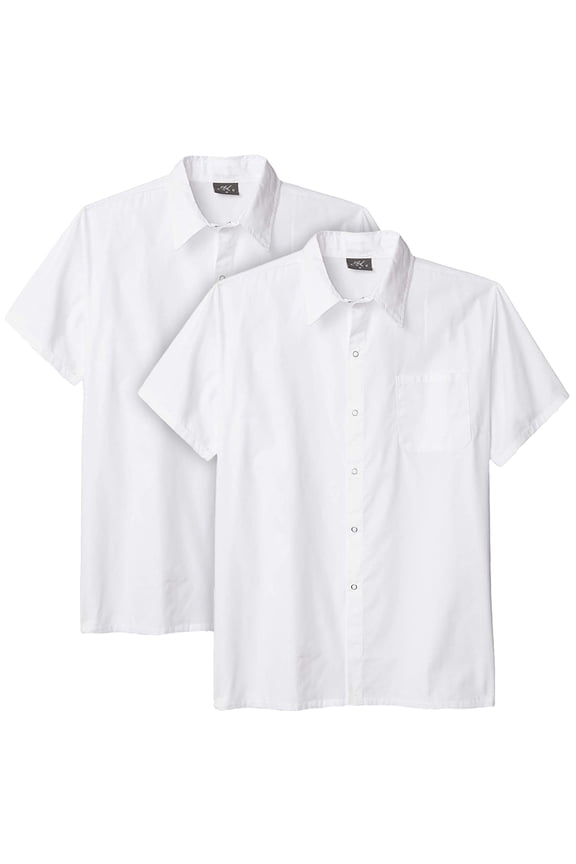 2-PACK Chef Code Men's Kitchen Basic Cook Shirt, White, 4XL