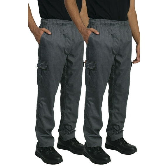 2-PACK Chef Code Modern Fit Chef Cargo Pants with Wide Elastic Waist and Zipper Fly