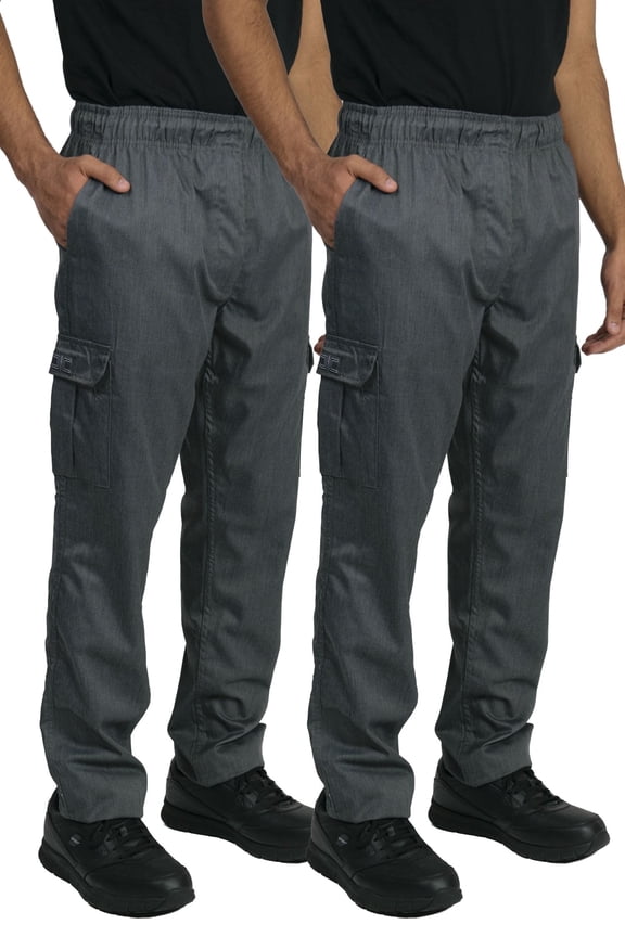 2-PACK Chef Code Modern Fit Chef Cargo Pants with Wide Elastic Waist and Zipper Fly
