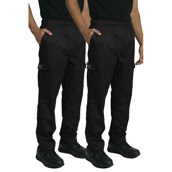 2-PACK Chef Code Modern Fit Chef Cargo Pants with Wide Elastic Waist and Zipper Fly