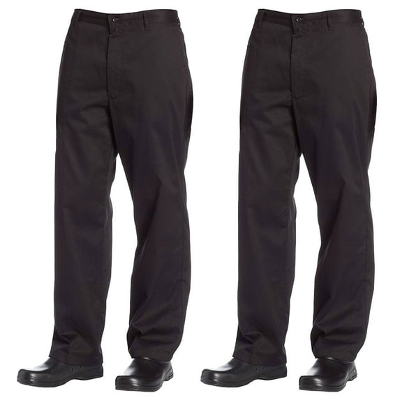 2-PACK Chef Code The Professional Chef Pant with Belt Loops and Zipper Fly, Black, M