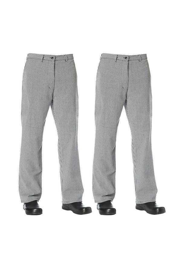 2-PACK Chef Code The Professional Chef Pant with Belt Loops and Zipper Fly, Hounstooth, XL