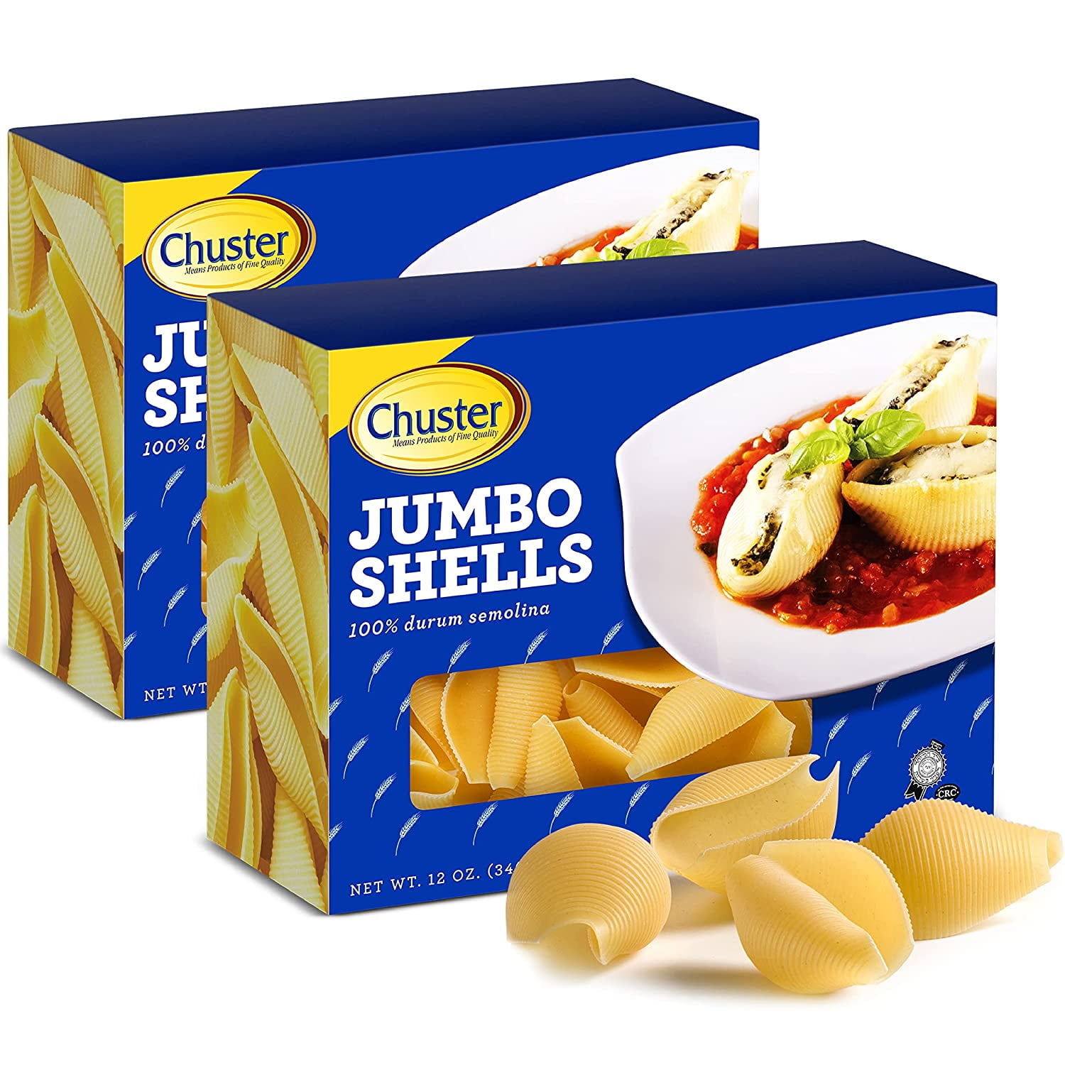 (2 PACK)Chuster Jumbo Pasta Shells Vitamin Enriched Macaroni Noodles For Meat, Cheese & Butter