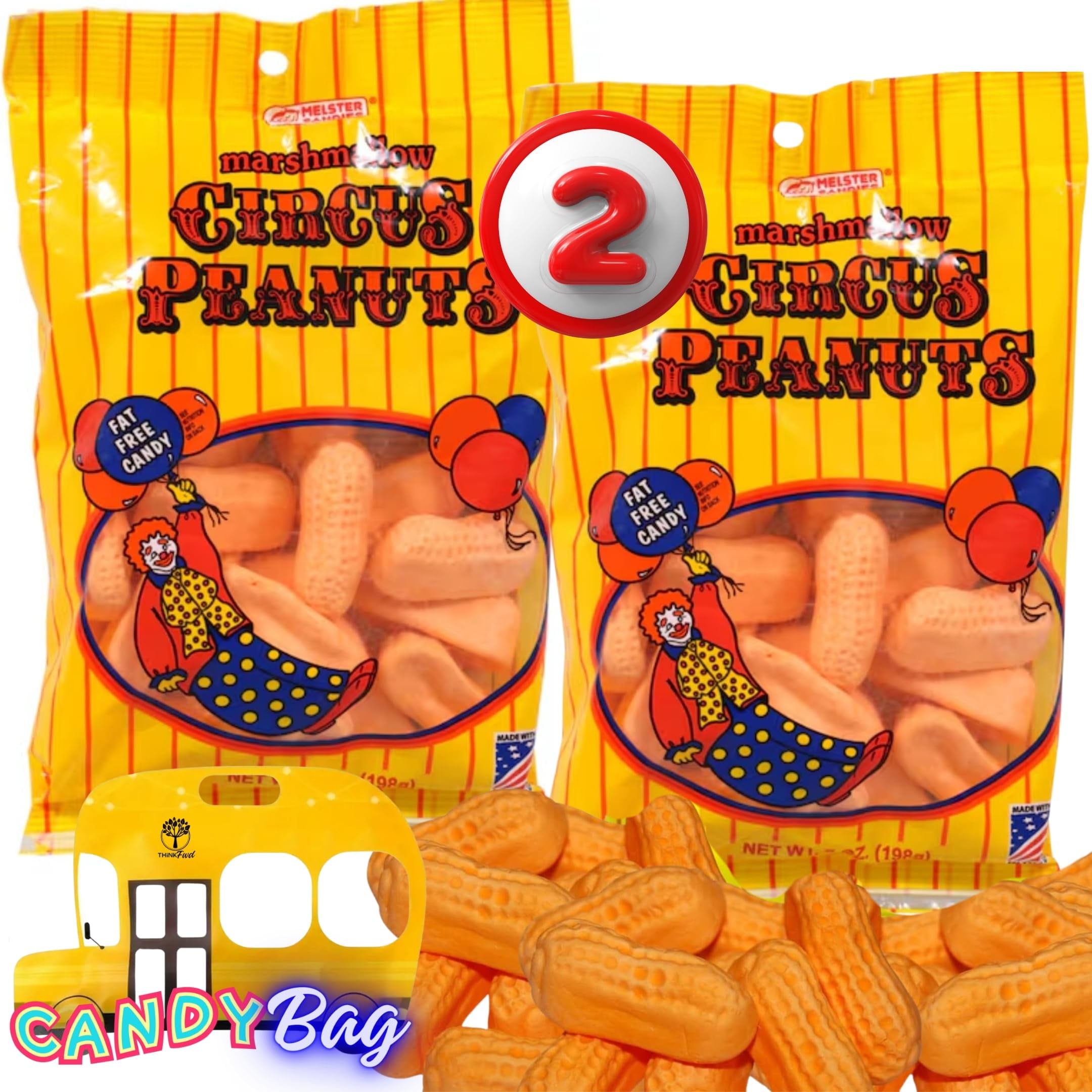 (2 PACK) Classic Marshmallow OIF8 Circus Peanut Candies Melster Candy Fresh Airy Chewy Fat