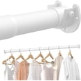 thumbnail image 1 of 2 PACK Closet Rods for Hanging Clothes, 17 to 28 Inches Stepless Adjustable Metal Closet Rod, 1.3 Inches Heavy Duty Clothes Hanging Rod for Closet Wardrobes Laundry RV, White, 1 of 7